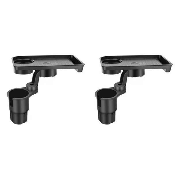 2X Bandeja Portavasos Universal para Automóvil: Organizador de Dos Tazas Ajustable y Giratorio de 360°, Bandeja de Comida Portátil para Vehículos