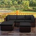 thumbnail image 4 of Costway 5PCS Outdoor Patio Rattan Furniture Set Sectional Conversation Black Cushion, 4 of 10