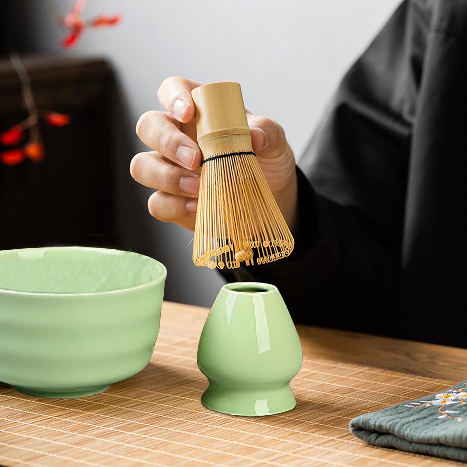 5-Piece Tea Set Clearance! Matcha Tea Set with Whisk Ceramic Bowl & Holder – Matcha Making Kit for Traditional Japanese Tea – Ideal Matcha Set for Beginners And