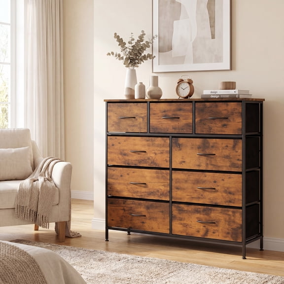 Giantex 9-Drawer Fabric Dresser, Wide Storage Organizer Chest for Living Room & Entryway