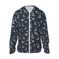 thumbnail image 2 of Uemuo Sailboat And Seagull Pattern Women's Full Zip UPF 50+ Sun Protection Hoodie Jacket Long Sleeve Sun Shirt Hiking Outdoor Performance with Pockets-Small, 2 of 9