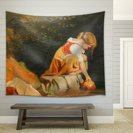 wall26 - Beautiful Image of an Original Oil Painting on Canvas - Fabric Wall Tapestry Home Decor - 68x80 inches