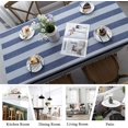 thumbnail image 5 of Nappe Coton Lin Simple Style Table Lin Chemin de Table avec Pompon Conçu Rayures Épissage Décoration de Table de Jardin Décoration de Cuisine Maison, 5 of 5