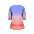 thumbnail image 6 of Aueoeo Women's Plus Size Gradient Print 3/4 Sleeve Round Neck Loose T-Shirts Casual Tops for Springtme and Summer (Xl–5Xl),Pink,XXXXL, 6 of 6