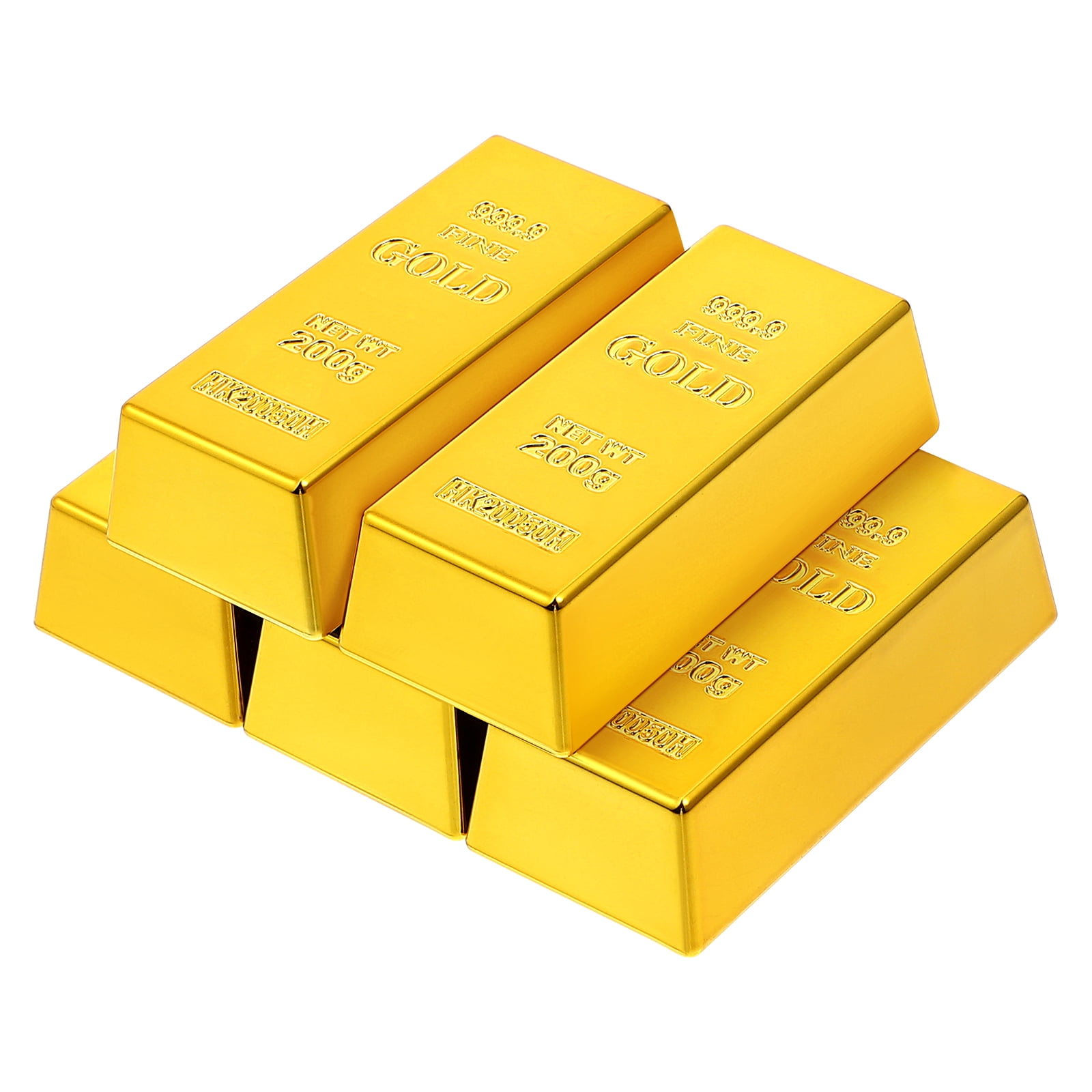 Hemoton 5pcs Simulated Plastic Gold Bars Plastic Gold Bricks Props
