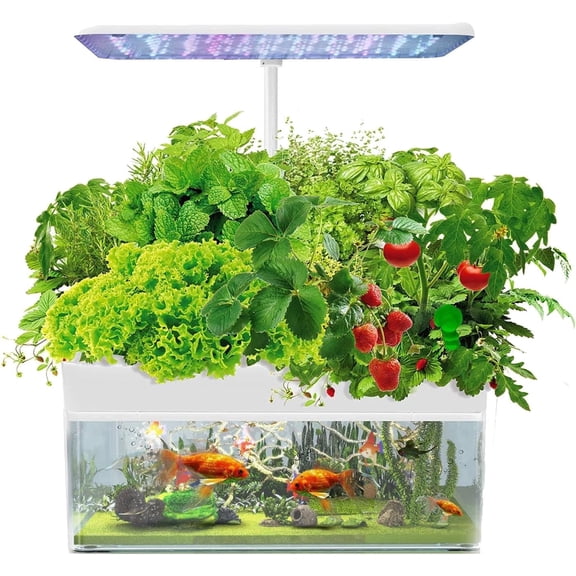 Aquaponic Hydroponic Growing System with LED Grow Light & Fish Tank for Home Gardening