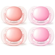 Philips Avent Ultra Soft Pacifier, 0-6 Months, Pink/Peach, 4 Pack, SCF213/40