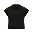thumbnail image 6 of Hvyesh Women Sleeveless Turtleneck Knit Sweater Casual Solid Knit Sweaters Trendy Cropped Cable Knit Sweaters Black, 6 of 8