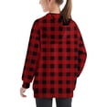 thumbnail image 4 of MeetoTime Girls Boys Oversized Hooded Sweatshirt Long Sleeve Crewneck Plaid Printed Kids Fall Winter Pullover Tops, 4 of 6