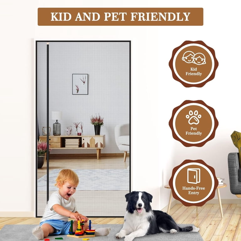Heavy Duty Magnetic Screen Door - Self-Sealing, Hands-Free Mesh Bug Pr Pet And Child Friendly Mount Available Heavy Duty Magnetic Screen Door - Self-Sealing, Hands-Free Mesh Bug Pr Pet And Child Friendly Mount Available