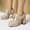 Beige, variant on Womens Block Heel Platform Lace Up High Heels Ankle Booties Wingtip Vintage Dress Shoes