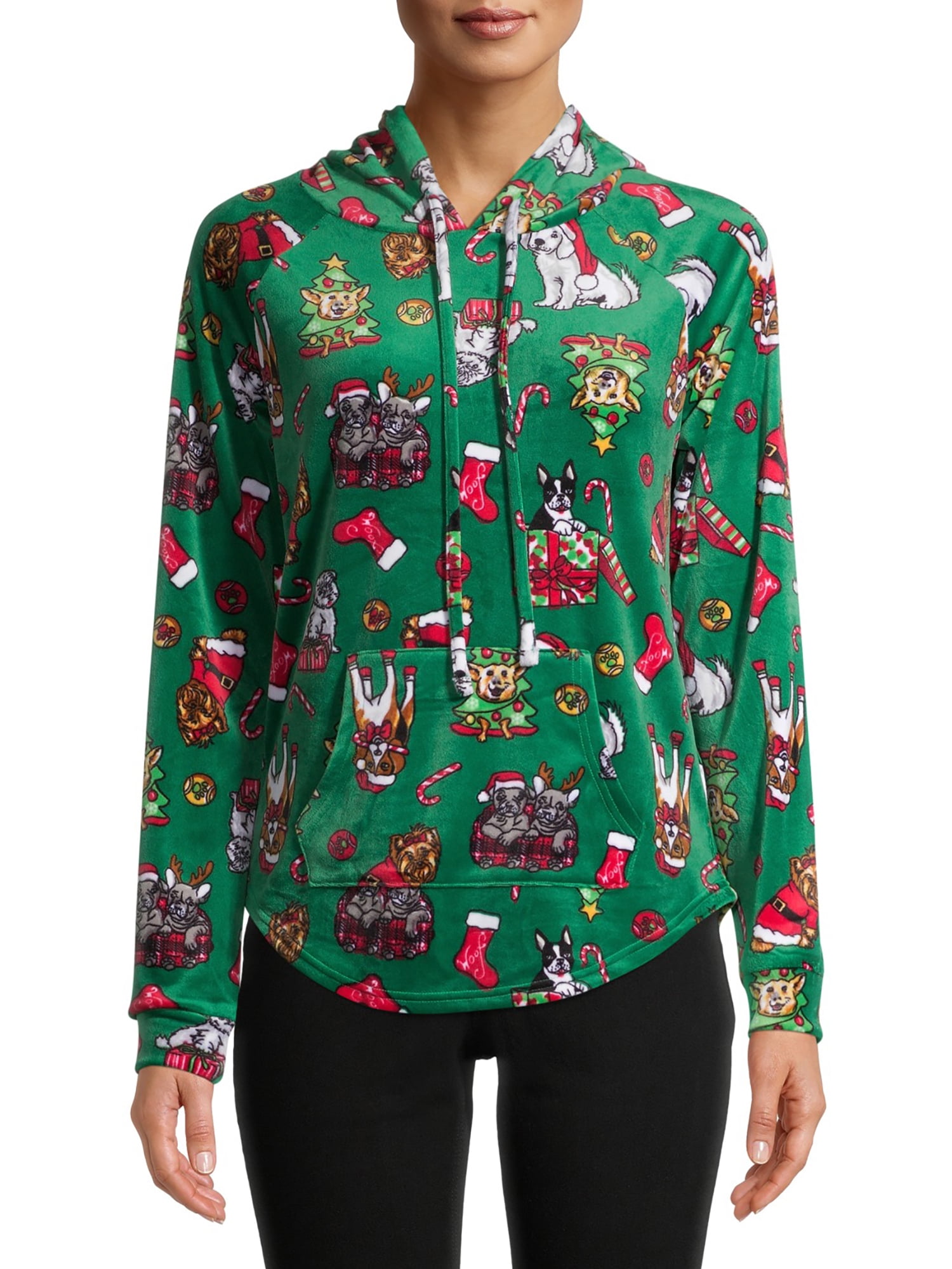 Juniors Christmas Plush Hoodie 