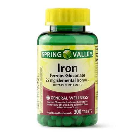 Spring Valley Iron Supplement, 27 mg, 300 Ct (Best Tolerated Iron Supplement)