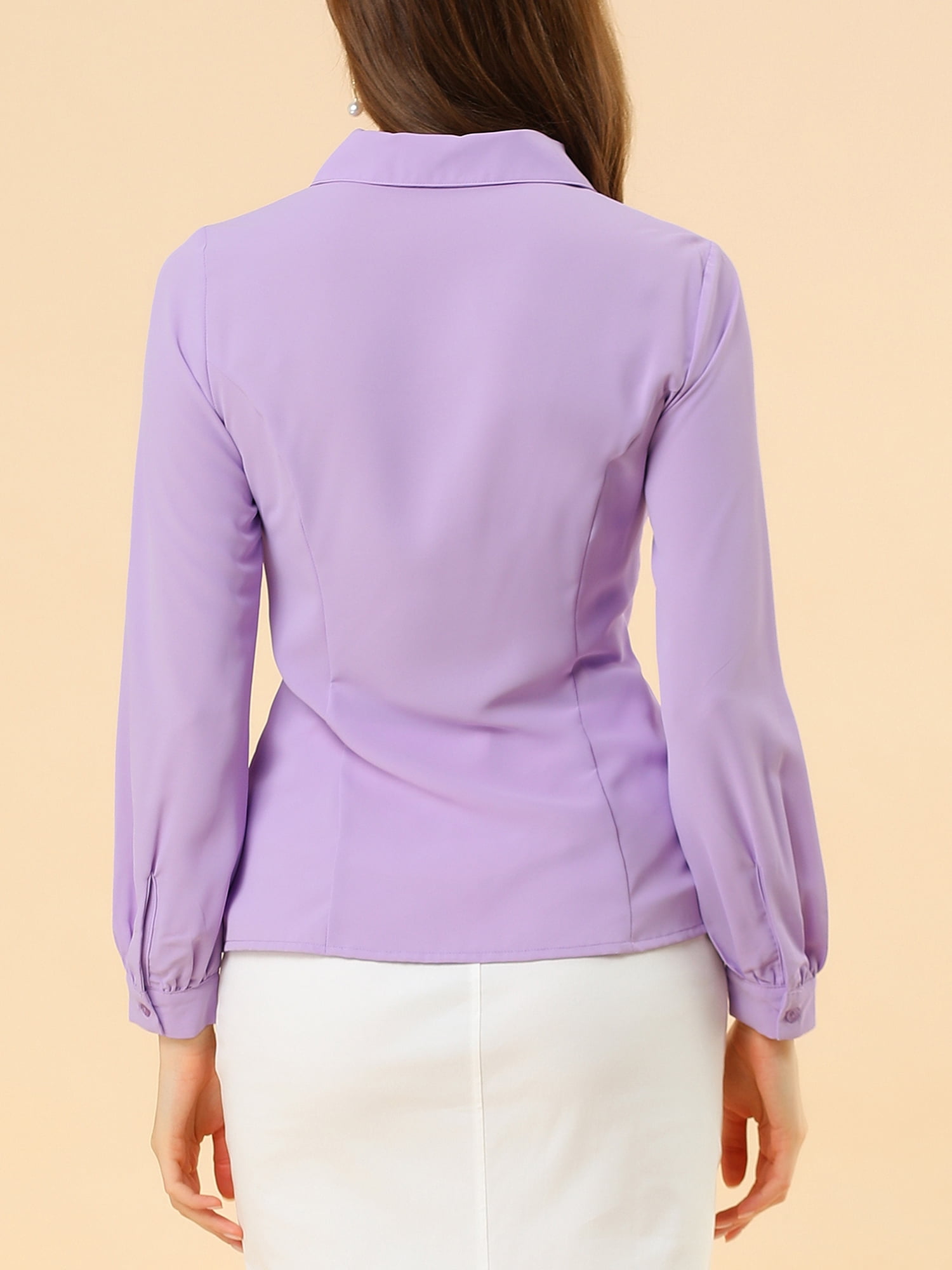 DARING DIVA Women's Peter Pan Collar Long Sleeve Button Down Work Shirts XL Purple