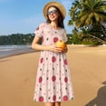 thumbnail image 4 of Vsdgher Fraise pour Femmes Été 2025 Robes Midi Maxi Décontractées Légères Manches Courtes Col Rond Robe de Plage, 4 of 6