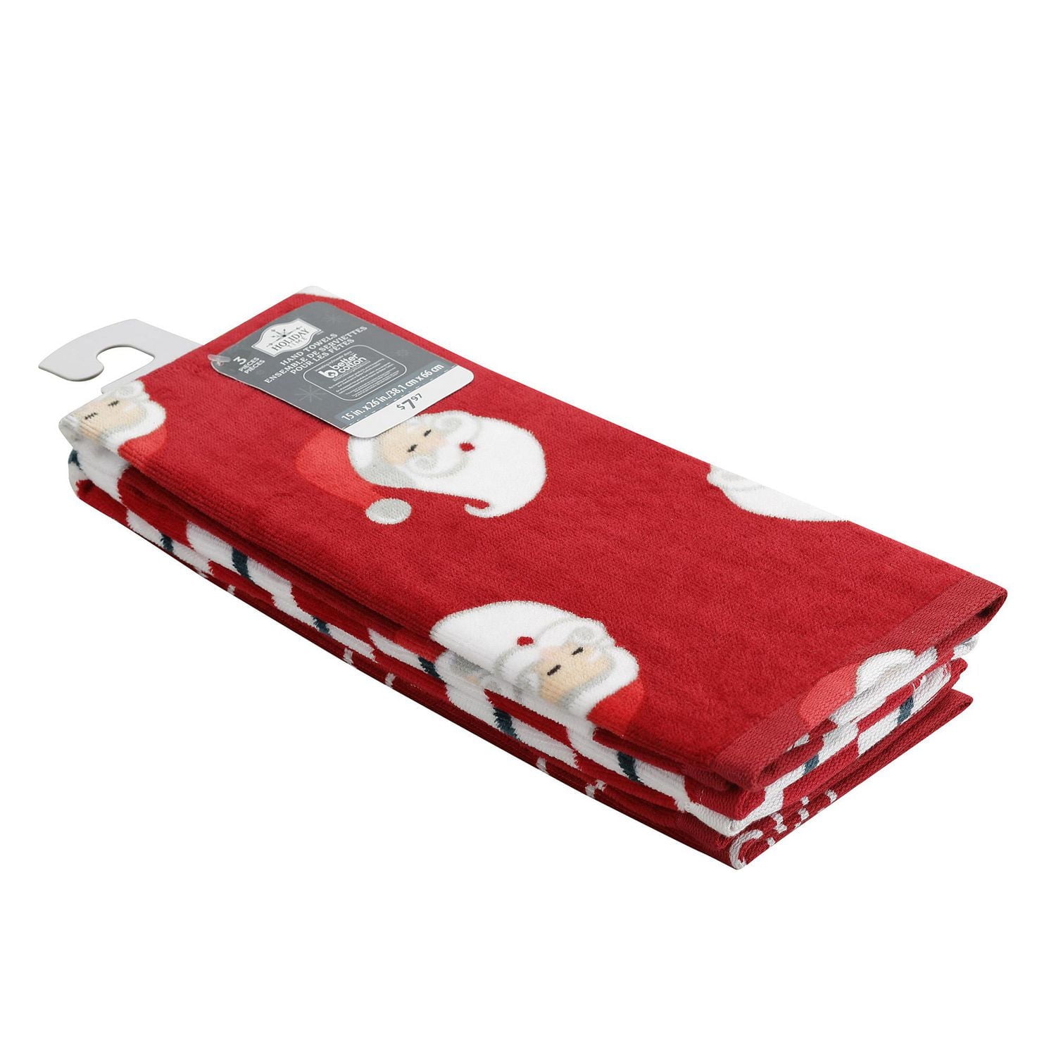 Holiday Time 100% Cotton 3-Piece Hand Towel Set