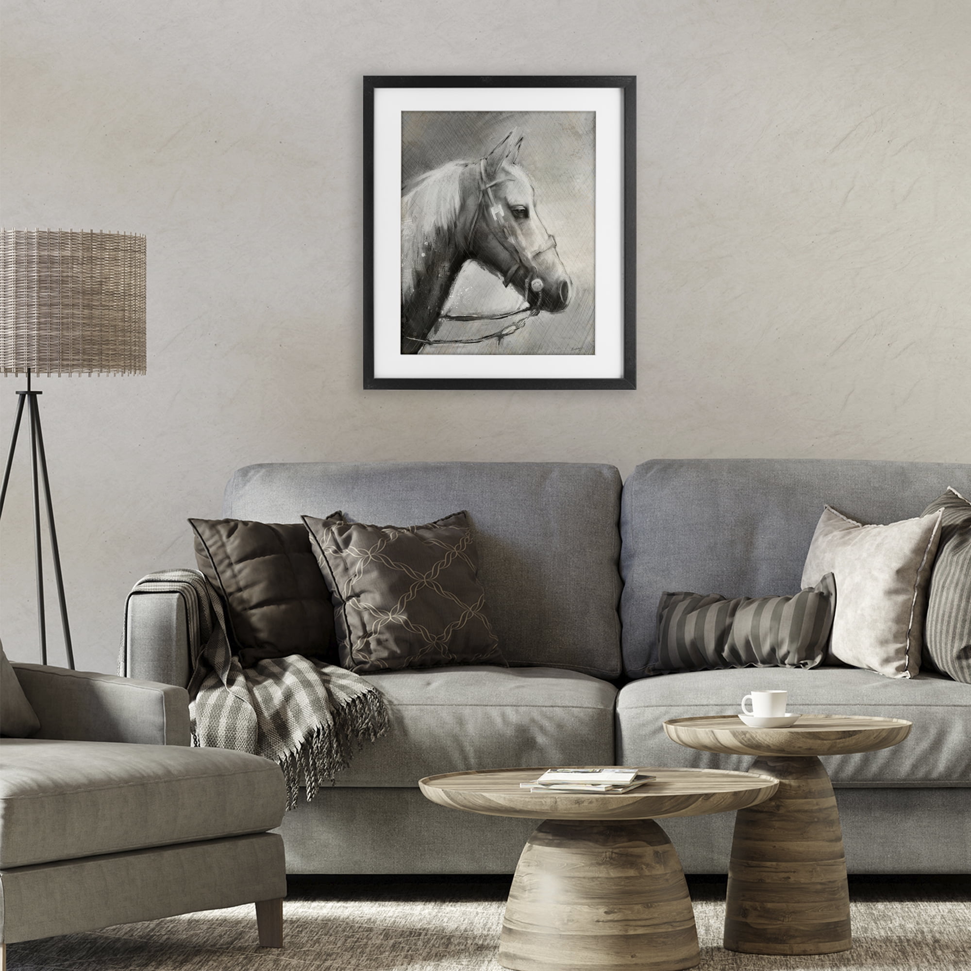 Stupell Industries Modern Ranch Horse Black Framed Print Under Glass, design by Chad Barrett