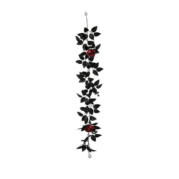 Aurorax Halloween Decorations Outdoor,Halloween Black Rose Vines Posable Artificial Realistic IP65 Fall Decorations for Home Outdoor Black