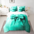 thumbnail image 2 of Manfei Kawaii Cartoon Bow-tie Twin Bedding Sets 7-Piece for Kids, Princess Cyan Ribbon Bedding Comforter Set, Fashion Bow Reversible Sheet Sets, Lightweight Room Decor, 2 of 7