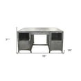thumbnail image 3 of 56" Gray Metal Computer Desk With Three Drawers, 3 of 7