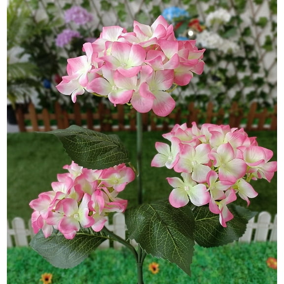 Hyknon Hydrangea Solar Lights Outdoor 7-Color Changing Waterproof Stake Lights Decorative Plastic Landscape Lights for Pathway Garden Yard