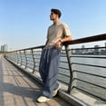 thumbnail image 6 of GrmtClth Mens indoor home lounge pants natural soft drape design oversized wide leg casual trousers relaxed comfortable all day wearing Dark Gray XL, 6 of 7