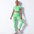 thumbnail image 4 of Traje deportivo, ropa de entrenamiento, trajes de Fitness, ropa deportiva, conjuntos de Yoga, gimnasio, ropa deportiva para mujer, Top de manga corta, mallas de cintura alta, 4 of 5