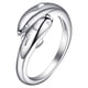 thumbnail image 1 of Anillo con diseño de doble delfín y apertura ajustable, accesorio de joyería para fiestas, para mujeres y niñas (plata), 1 of 5