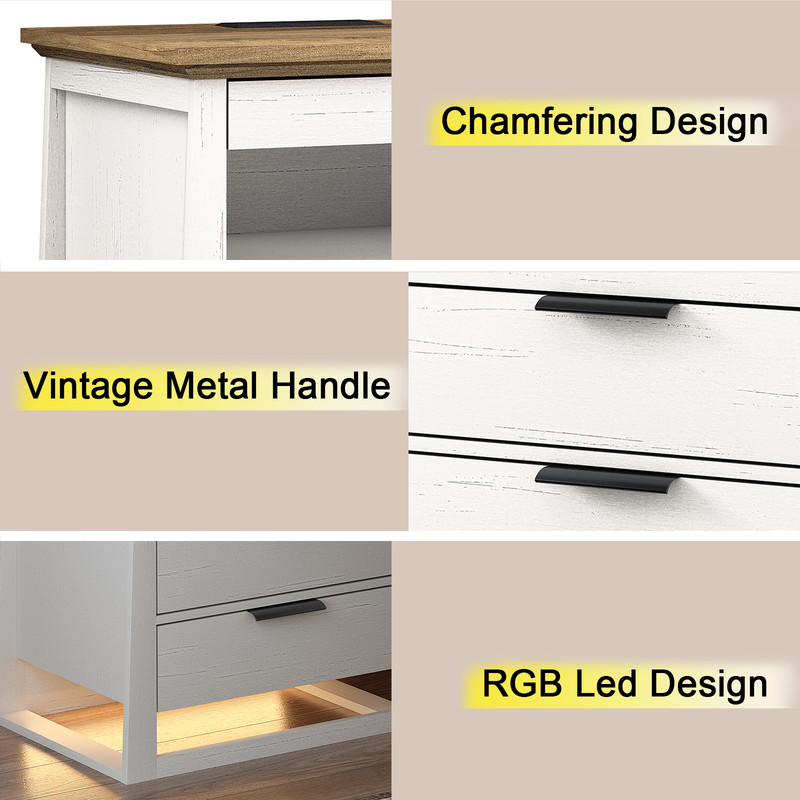 Redayfur 24 inch Modern Nightstand with Drawer and Storage Shelf Bedside Table for Bedroom Living Room Office
