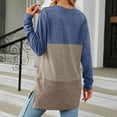 thumbnail image 4 of safuny Womens Top Pullover Solid Color Plus Size Blouses Shirts Irregular Hem T-shirt Comfy Casual Dressy Loose Long Sleeve Round Neck Coffee, 4 of 4
