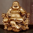 thumbnail image 3 of Estatua de Buda, escultura, figura de buena suerte Feng Shui para estante de colección o mesa Bronce, 3 of 9
