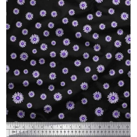 Soimoi Cotton Voile Fabric Aster Floral Printed Fabric 1 Yard 42 Inch Wide