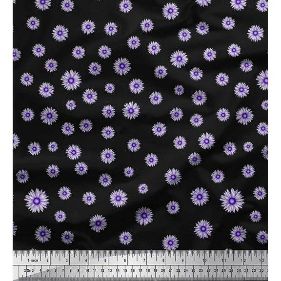 Soimoi Cotton Duck Fabric Aster Floral Print Fabric by The Yard 42 Inch Wide