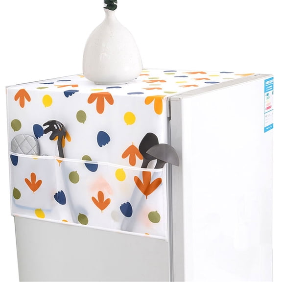 Refrigerator Dust Cover, Waterproof Transparent Freezer Top Protector With Side Storage Pockets Kitchen Appliance Hanging Bag Home Decoration Guard 21.3x51.2 in