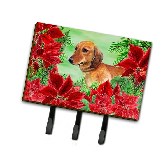 Dachshund Poinsettas Leash or Key Holder