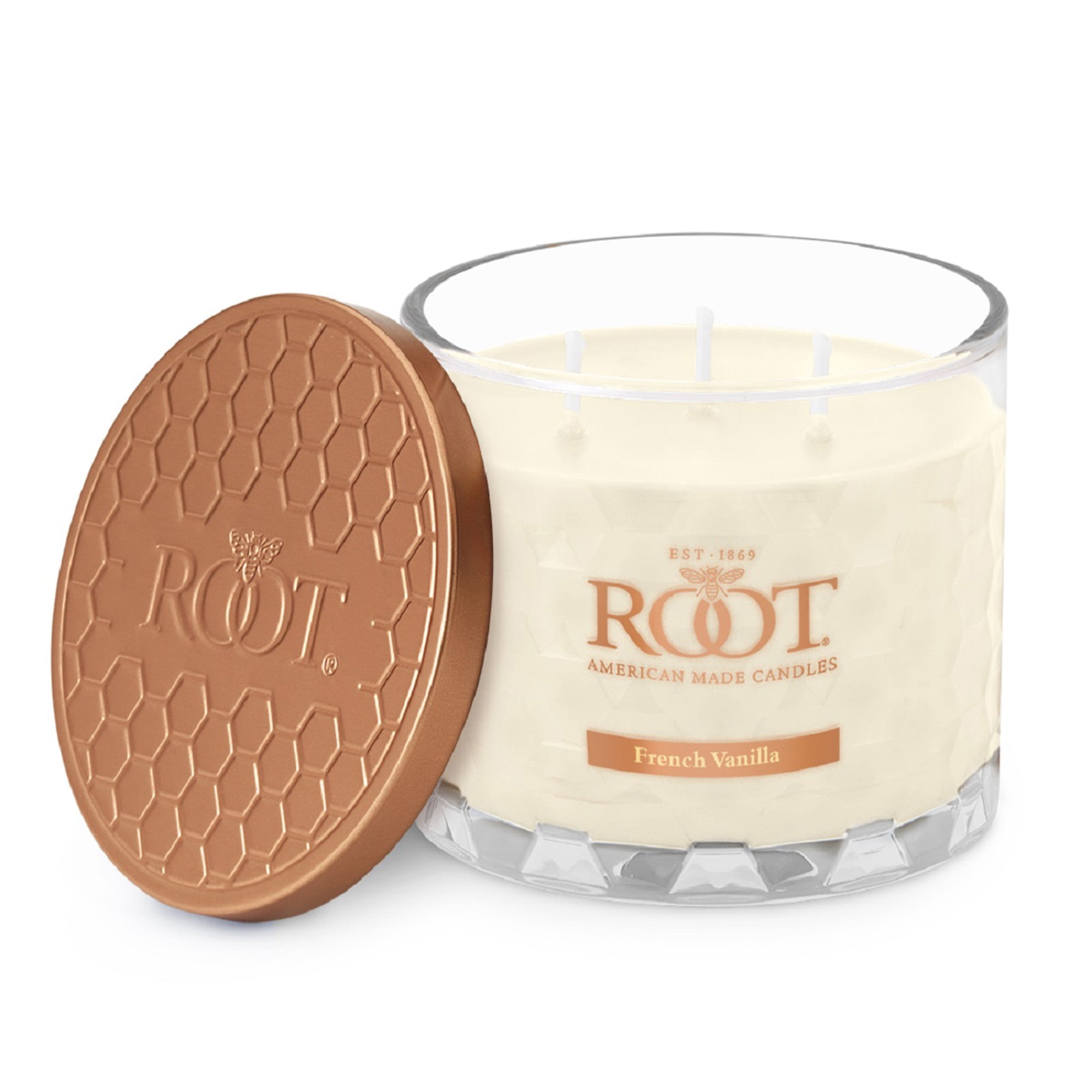 ROOT Candles 12 oz 3-Wick Signature Honeycomb filled Jar. Scent: French Vanilla