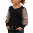 thumbnail image 4 of WOYY Toddler Girls Dressy Shirt Sequin Mesh Long Sleeve Crewneck Glitter Blouse, Sizes 4-5T, 4 of 8
