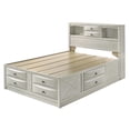 thumbnail image 3 of King Size Storage Bed Frame with Bookcase Headboard and 6 Drawers, White Modern Platform Bed with Storage Shelves, 3 of 6