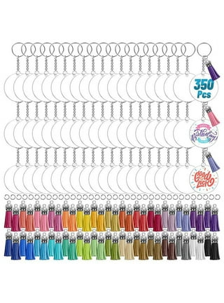 YHYZ 2 Inch Acrylic Keychain Blank Set, Acrylic Blank Bulk(10pcs) +  Keychain Ring (10pcs) + Jump Rings (10pcs) + Tassels (10pcs), for Vinyl  Resin