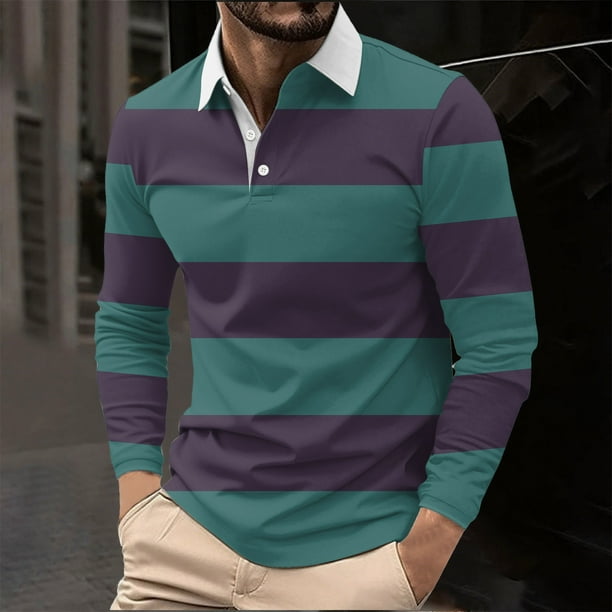Blusa y camisa de manga corta con cuello vuelto Camisa casual de manga larga para hombre con cuello de manga corta estampado Top/camisa para hombre