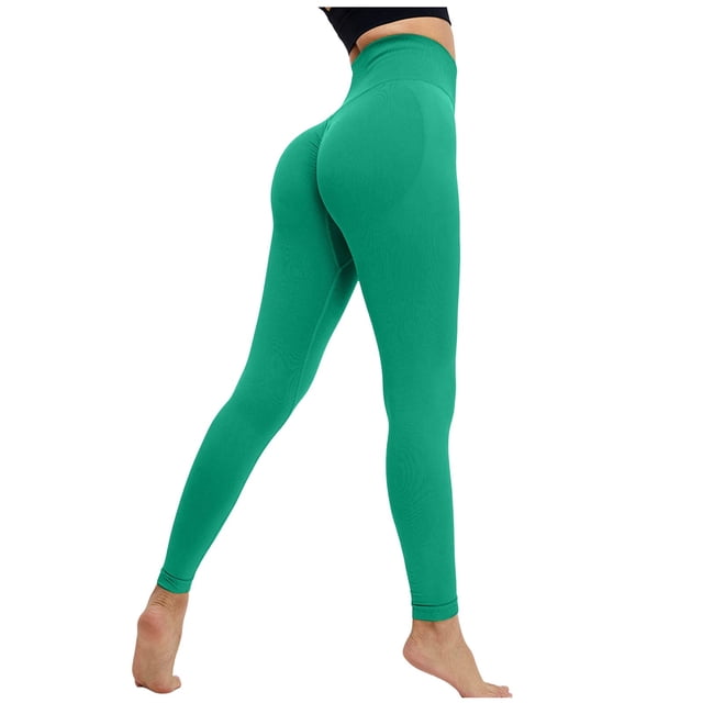 Leggings de yoga de cintura alta para mujer - Levantan las caderas, pantalones deportivos sin costuras - Bolsillos ocultos, nailon elástico y spandex - Diseño de trasero abombado para hacer ejercic