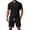 Black, variant on Men Solid 2 Piece Polo Short Set, Breathable Knit Short Sleeve Polo Shirt & Drawstring Shorts Summer Casual Outfit Orange XXL