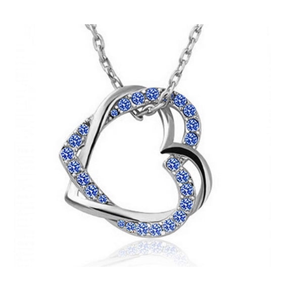 KATGI Fashion Infinite Hearts Crystal Pendant Necklace in Royal Blue