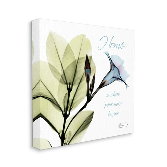 Stupell Industries Your Story Begins Phrase Blue Floral Silhouette Canvas Wall Art by Albert Koetsier