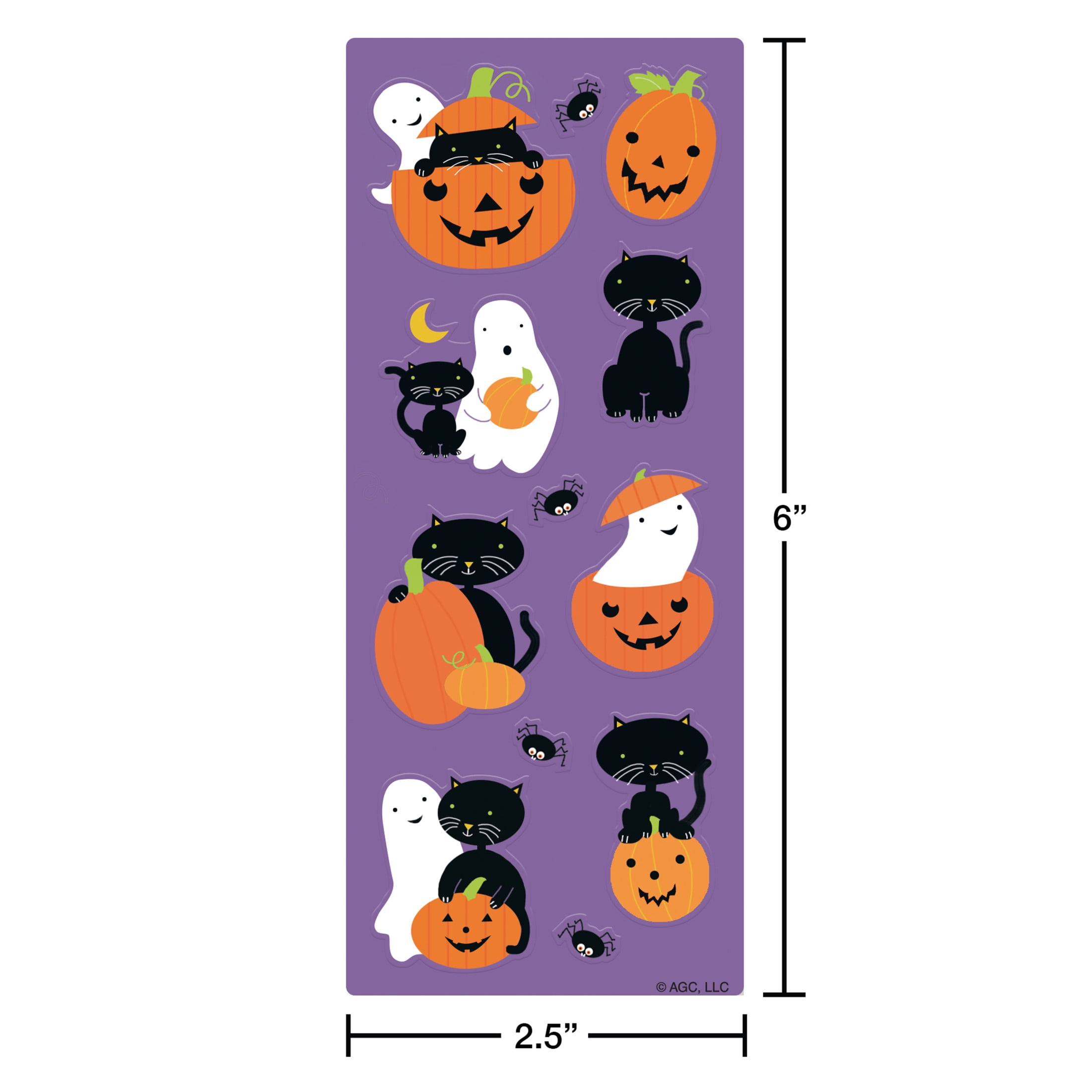 American Greetings Halloween Sticker Set, Slim Strips with Cats and Pumpkins (24 Stickers, 2 Sheets)
