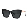 thumbnail image 3 of Womens Chic Mod Oversize Cat Eye Diva Metal Arm Sunglasses All Black, 3 of 4