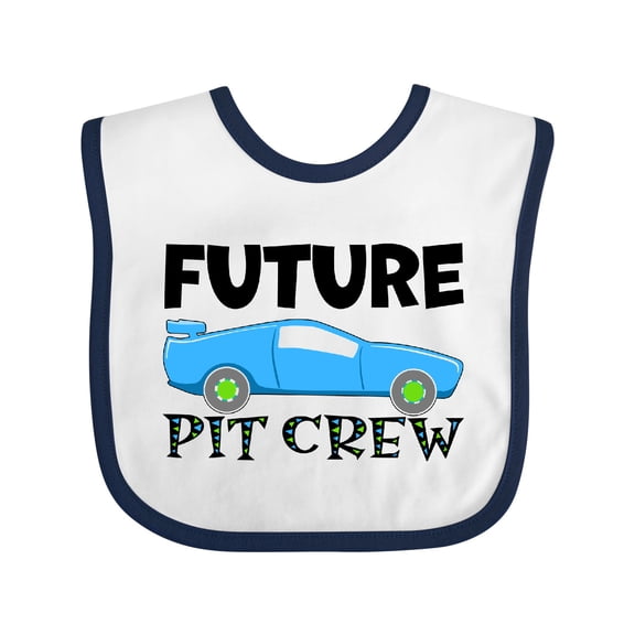 Inktastic Future Pit Crew Blue Race Car Boys or Girls Baby Bib