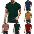 thumbnail image 7 of Mens Shirts Clearanee Under $5.00,AIEOTT Casual Fashion Crew Neck T-Shirts for Men Short Sleeve Solid Pullover,M-XXXXL, 7 of 7