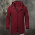 thumbnail image 5 of Ceisia Men's Solid Hooded Wool Blend Coat Zip Button Hybrid Windproof Long Sleeve Outerwear Gift, 5 of 8