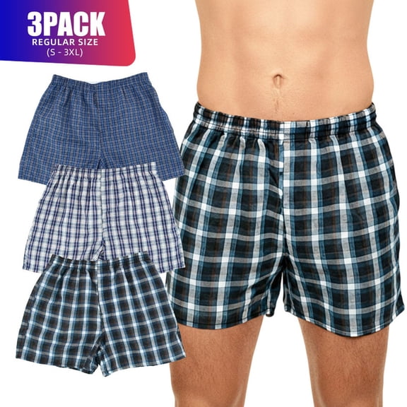 3 Pack Men's Boxer Shorts Random Mixed Color Pack Woven Relaxed Fit Boxers for Men Soft Breathable Mens High quality Underwear with Fly Pouch Elastic Waist comfortable Fabric Menswear